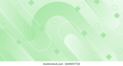 White abstract wide banner background with green geometric shapes. Minimal geometric. Modern futuristic concept. Suit for cover, header, business, presentation