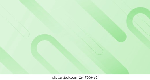 White abstract wide banner background with green geometric shapes. Minimal geometric. Modern futuristic concept. Suit for cover, header, business, presentation