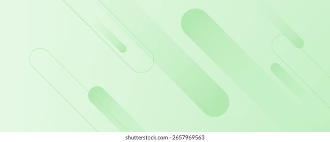 Plano de fundo de banner largo em branco abstrato com formas geométricas verdes.