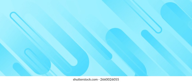 Weißer abstrakter breiter Banner-Hintergrund mit hellblauen geometrischen Formen. Minimal geometrisch. Modernes futuristisches Konzept. Anzug für Cover, Business, Präsentation. Vektor EPS10