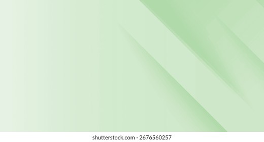 White abstract wide banner background with green geometric shapes. Minimal geometric. Modern futuristic concept. Suit for cover, header, business, background