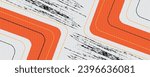 White abstract wide horizontal banner with orange and gray stripes, arrows and angles. Bright modern sporty bright futuristic abstract background. Wide vector illustration