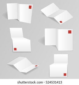 White accordion paper different points view mock up template set design vector illustration