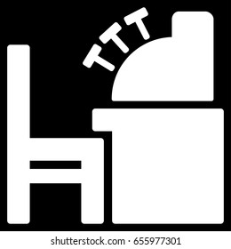 White Accounting Office interface icon. Vector pictograph style is a flat symbol on diagonal hatch transparent background.