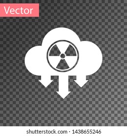 White Acid rain and radioactive cloud icon isolated on transparent background. Effects of toxic air pollution on the environment. Vector Illustration
