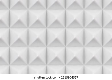 White acoustic sound proof pyramid foam seamless pattern. Texture of wall of music recording studio. Polyurethane insulation material. Abstract background. Vector illustration