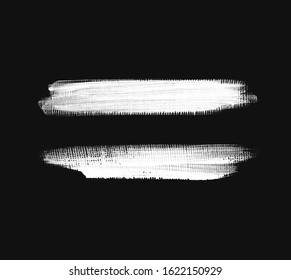 White acrylic texture strokes line set over black background - Vector.
