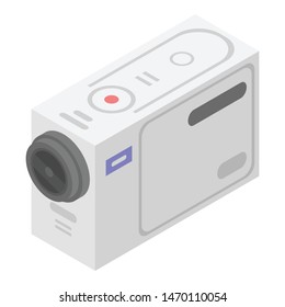White action camera icon. Isometric of white action camera vector icon for web design isolated on white background