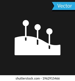 White Acupuncture therapy icon isolated on black background. Chinese medicine. Holistic pain management treatments.  Vector