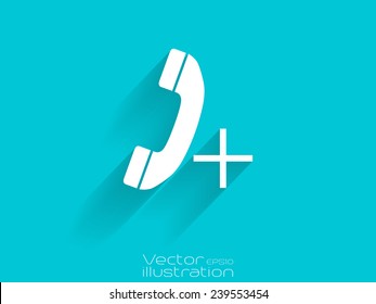 White add to call icon on blue background