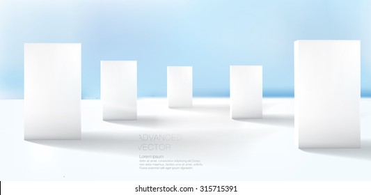 El blanco añade marcos contra el cielo azul. Plantilla vectorial de alta calidad