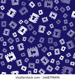 White Address book icon isolated seamless pattern on blue background. Notebook, address, contact, directory, phone, telephone book icon.  Vector Illustration