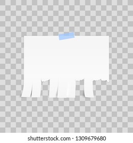 White advertisement Tear-off paper template on white background. Vector illustration