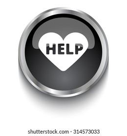 White Aed  symbol on black glossy web button