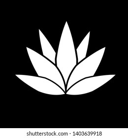 White Agave Vector Icon. Plant,leaf Symbol Flat Vector Sign Isolated On Black Background.