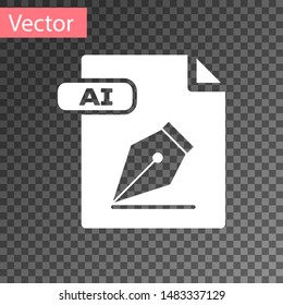 White AI file document. Download ai button icon isolated on transparent background. AI file symbol.  Vector Illustration