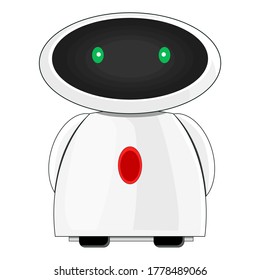 White AI Simple Robot Character For Futuristic Cartoon Vector Illustration.