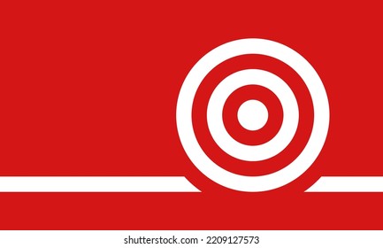 white aim target on red background, business strategy concept, annual report cover, new life vision poster