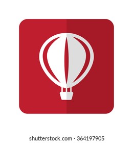 White Air Balloon flat icon on red rounded square on white