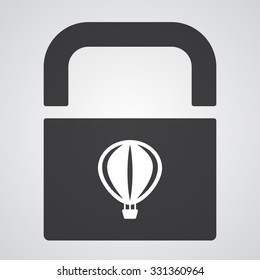White Air Balloon icon on black pad lock