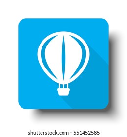 White Air Balloon icon on blue web button