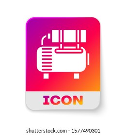 White Air compressor icon isolated on white background. Rectangle color button. Vector Illustration