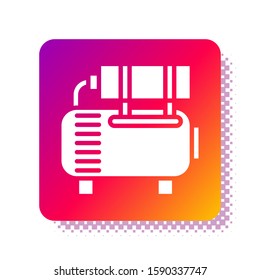 White Air compressor icon isolated on white background. Square color button. Vector Illustration