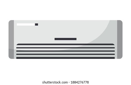 Estado de aire blanco aislado sobre fondo blanco en estilo vectorial. Ilustración sobre equipos eléctricos en casa. Dispositivo para enfriar el aire interior y mantener una temperatura cómoda en la habitación