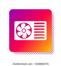White Air conditioner with fresh air icon isolated on white background. Split system air conditioning. Cool and cold climate control system. Square color button. Vector Illustration