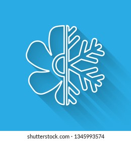 White Air conditioner icon isolated with long shadow. Vector Illustration