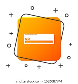 White Air conditioner icon isolated on white background. Split system air conditioning. Cool and cold climate control system. Orange square button. Vector Illustration