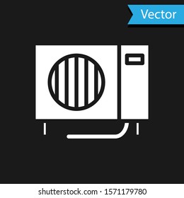 White Air conditioner icon isolated on black background. Split system air conditioning. Cool and cold climate control system.  Vector Illustration