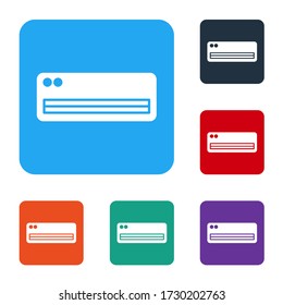 White Air conditioner icon isolated on white background. Split system air conditioning. Cool and cold climate control system. Set icons in color square buttons. Vector Illustration