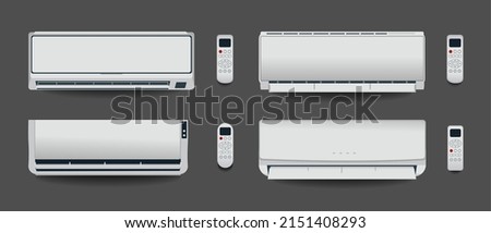 White air conditioner isolated Heating ventilation and air conditioning Vector illustration in flat 