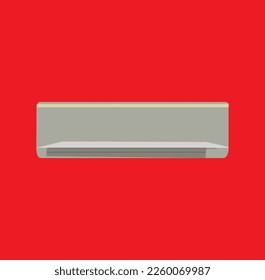 White air conditioner machine icon flat isolated on red background illustration

