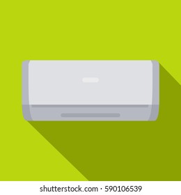 White air conditioner machine icon. Flat illustration of white air conditioner machine vector icon for web isolated on lime background