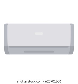 White air conditioner machine icon flat isolated on white background vector illustration