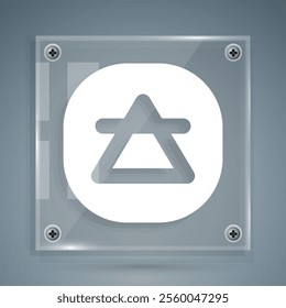 White Air element of the symbol alchemy icon isolated on grey background. Basic mystic elements. Square glass panels. Vector