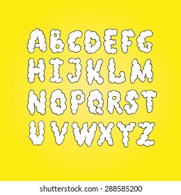 White air font on a yellow background
