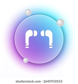 White Air headphones icon icon isolated on white background. Holder wireless in case earphones garniture electronic gadget. Blue and purple gradient circle background. Vector