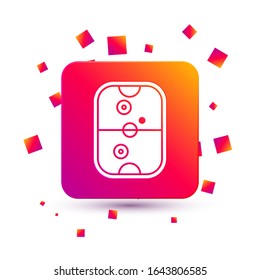 White Air hockey table icon isolated on white background. Square color button. Vector Illustration