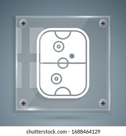 White Air hockey table icon isolated on grey background. Square glass panels. Vector Illustration