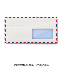 White air mail DL envelope with window for address