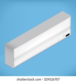 White airconditioner for medium room, isometric vector illustration