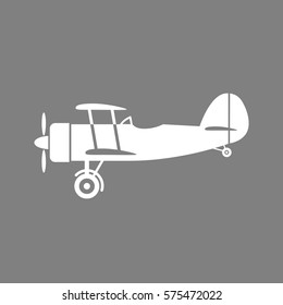 White aircraft  vector icon on grey background 