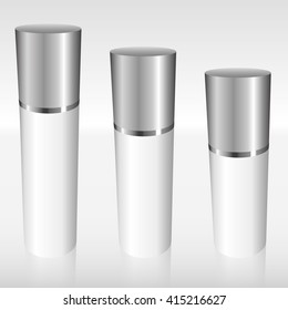 White Airless Bottles with a silver cap full vector