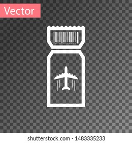 White Airline ticket icon isolated on transparent background. Plane ticket.  Vector Illustration