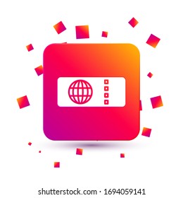White Airline ticket icon isolated on white background. Plane ticket. Square color button. Vector Illustration