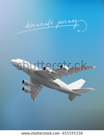 White airliner is flying in the sky