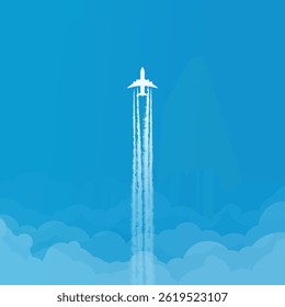 white airplane in blue sky top view